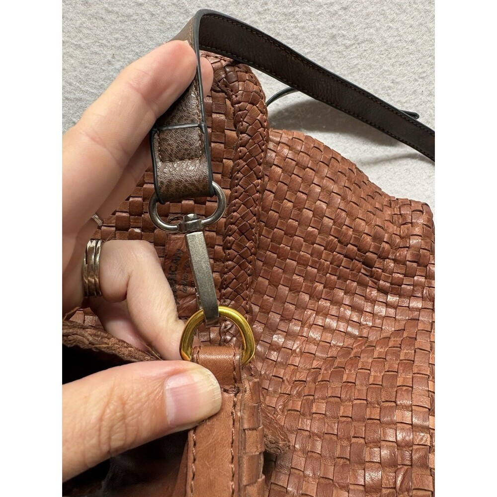 American Leather Co. Purse Heritage Leather Summers Woven Crossbody Bag Brown * - Picture 7 of 7